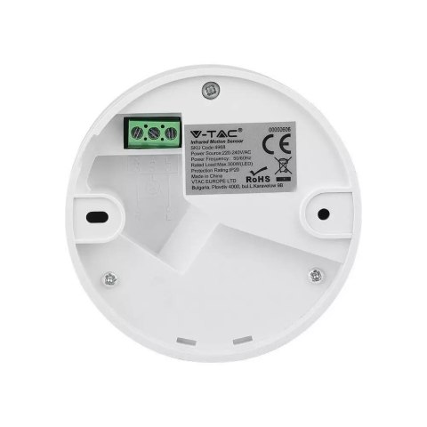 Czujnik Ruchu 360st Sufitowy na podczerwień Biały V-TAC VT-8004 Czujnik Ruchu 360st Sufitowy na podczerwień Biały V-TAC VT-8004