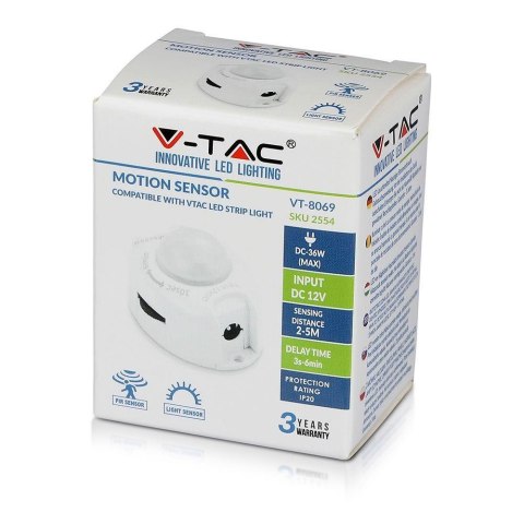 Czujnik Ruchu Uniwersalny do Taśm LED V-TAC VT-8069 3 Lata Gwarancji Czujnik Ruchu Uniwersalny do Taśm LED V-TAC VT-8069 3 Lata Gwarancji