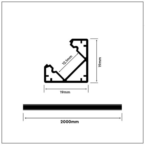 Profil Aluminiowy V-TAC 2mb Anodowany, Klosz Mleczny, Kątowy VT-8114 Profil Aluminiowy V-TAC 2mb Anodowany, Klosz Mleczny, Kątowy VT-8114