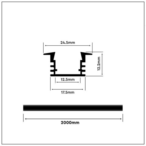 Profil Aluminiowy V-TAC 2mb Anodowany, Klosz Mleczny, Wpuszczany VT-8115 Profil Aluminiowy V-TAC 2mb Anodowany, Klosz Mleczny, Wpuszczany VT-8115