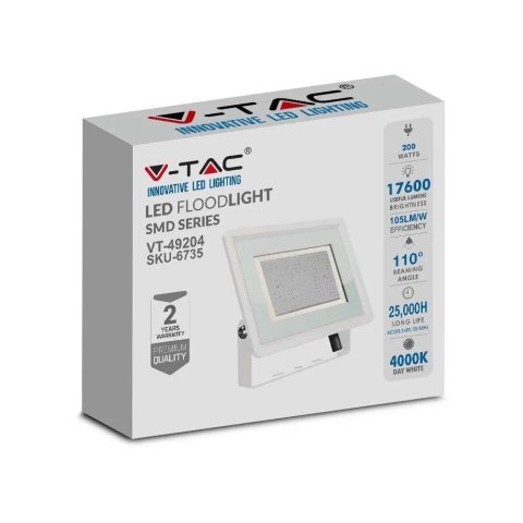 Projektor LED V-TAC 200W SMD F-CLASS Biały VT-49204 4000K 17600lm Projektor LED V-TAC 200W SMD F-CLASS Biały VT-49204 4000K 17600lm