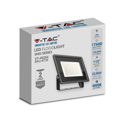 Projektor LED V-TAC 200W SMD F-CLASS Czarny VT-49204 6500K 17600lm Projektor LED V-TAC 200W SMD F-CLASS Czarny VT-49204 6500K 17600lm