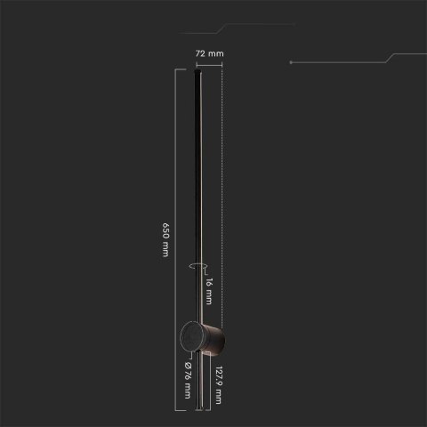 Oprawa Ścienna Elewacyjna LED V-TAC 12W IP65 Czarna 63cm VT-11112 4000K 1590lm Oprawa Ścienna Elewacyjna LED V-TAC 12W IP65 Czarna 63cm VT-11112 4000K 1590lm