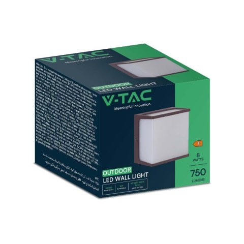 Oprawa Ścienna Ogrodowa V-TAC 8W LED IP65 120x120 Brązowa VT-708 4000K 800lm Oprawa Ścienna Ogrodowa V-TAC 8W LED IP65 120x120 Brązowa VT-708 4000K 800lm