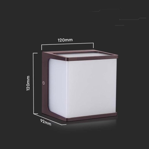 Oprawa Ścienna Ogrodowa V-TAC 8W LED IP65 120x120 Brązowa VT-708 4000K 800lm Oprawa Ścienna Ogrodowa V-TAC 8W LED IP65 120x120 Brązowa VT-708 4000K 800lm