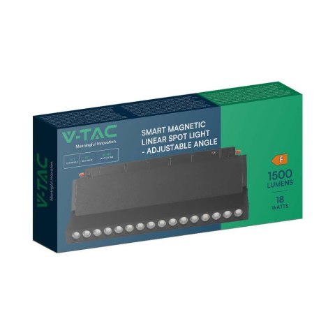 Oprawa Szynosystem SMART 48V V-TAC 18W LED CCT 30st SMART WiFi TRACKLIGHT Czarna VT-3618 2700K-6400K 1500lm 3 Lata Gwarancji Oprawa Szynosystem SMART 48V V-TAC 18W LED CCT 30st SMART WiFi TRACKLIGHT Czarna VT-3618 2700K-6400K 1500lm 3 Lata Gwarancji