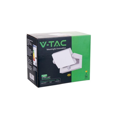 Projektor Oprawa Elewacyjna V-TAC 17W LED Czujnik Ruchu Biała IP65 VT-11020S 4000K 2520lm
