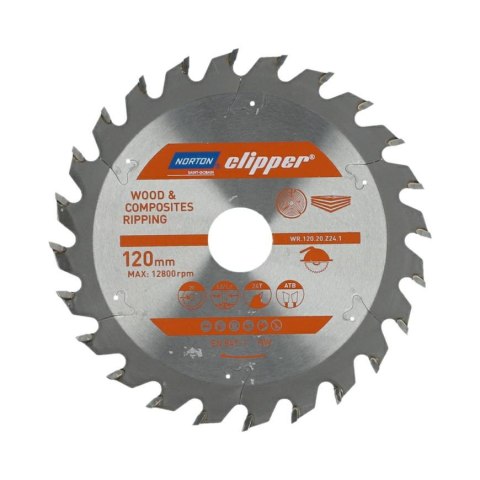 NORTON PIŁA TARCZOWA 120mm x 20mm x 24z DREWNO I KOMPOZYTY ATB (1,8 / 1,2) NORTON PIŁA TARCZOWA 120mm x 20mm x 24z DREWNO I KOMPOZYTY ATB (1,8 / 1,2)