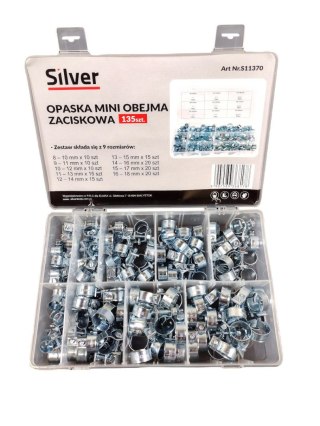 OPASKI SPRĘŻYNOWE ZACISKOWE OBEJMY 135szt. SILVER ,