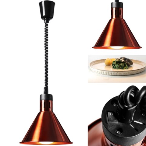 Lampa grzewcza do potraw na podczerwień IR wisząca miedziana śr. 27 cm 250 W Lampa grzewcza do potraw na podczerwień IR wisząca miedziana śr. 27 cm 250 W