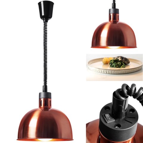 Lampa grzewcza do potraw na podczerwień IR wisząca miedziana śr. 29 cm 250 W Lampa grzewcza do potraw na podczerwień IR wisząca miedziana śr. 29 cm 250 W