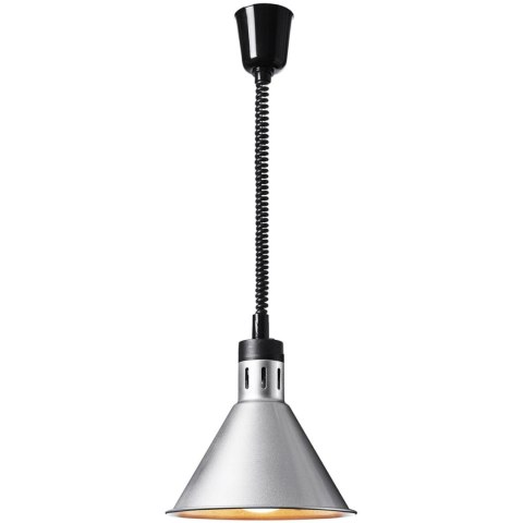 Lampa grzewcza do potraw na podczerwień IR wisząca srebrna śr. 27.5 cm 250 W Lampa grzewcza do potraw na podczerwień IR wisząca srebrna śr. 27.5 cm 250 W