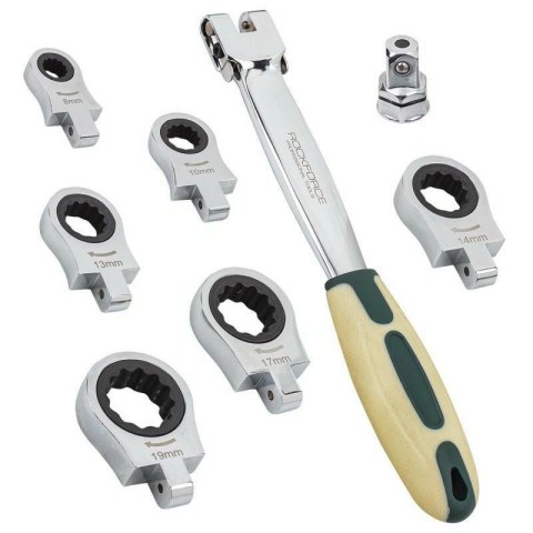 ROCKFORCE KLUCZ OCZKOWY-PRZEGUBOWY WYMIENNY Z GRZECHOTKĄ kpl. 8el. 8-19mm ROCKFORCE KLUCZ OCZKOWY-PRZEGUBOWY WYMIENNY Z GRZECHOTKĄ kpl. 8el. 8-19mm