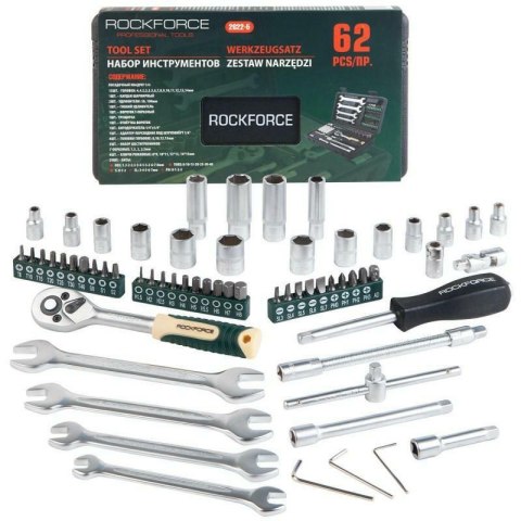 ROCKFORCE ZESTAW KLUCZY 1/4" 62el. ROCKFORCE ZESTAW KLUCZY 1/4" 62el.