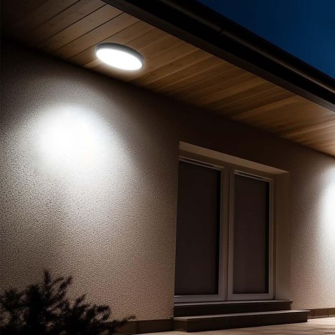 Plafon V-TAC 18W LED Okrągły 30cm Natynkowy Pilot Czujnik Ruchu IP44 Czarny VT-8618S 4000K 1830lm