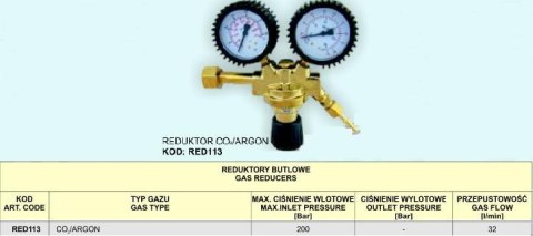 REDUKTOR ARGON/CO2 2-ZEGARY REDUKTOR ARGON/CO2 2-ZEGARY
