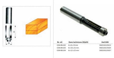 CONDOR FREZ DO DREWNA PROSTY Fi=8 x 19mm TRZPIEŃ 8mm Z ŁOŻYSKIEM CONDOR FREZ DO DREWNA PROSTY Fi=8 x 19mm TRZPIEŃ 8mm Z ŁOŻYSKIEM
