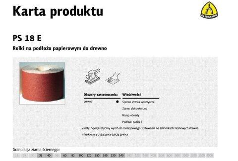 KLINGSPOR ROLKA NA PODŁOŻU PAPIEROWYM PS18E 150mm gr. 80 (50mb) KLINGSPOR ROLKA NA PODŁOŻU PAPIEROWYM PS18E 150mm gr. 80 (50mb)