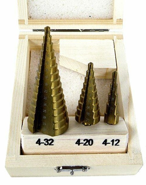 WIERTŁO STOPNIOWE KOMPLET 3szt. /4-32mm WIERTŁO STOPNIOWE KOMPLET 3szt. /4-32mm