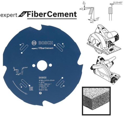 BOSCH PIŁA TARCZOWA FIBER CEMENT EXPERT 165x20mm 4-ZĘBY BOSCH PIŁA TARCZOWA FIBER CEMENT EXPERT 165x20mm 4-ZĘBY