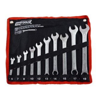 AWTOOLS KLUCZE PŁASKO-OCZKOWE KOMPLET 10elem. 6,7,8,10,12,13,14,15,17,19 mm