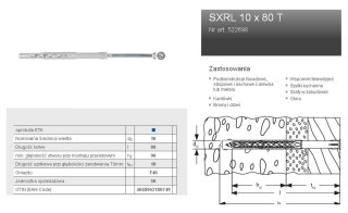 FISCHER KOŁEK ROZPOROWY SXRL 10 x 80 T40 50szt