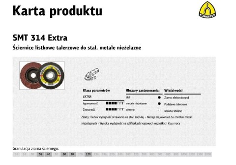 KLINGSPOR ŚCIERNICA LISTKOWA WYPUKŁA SMT314 EXTRA 125mm gr. 40 KLINGSPOR ŚCIERNICA LISTKOWA WYPUKŁA SMT314 EXTRA 125mm gr. 40