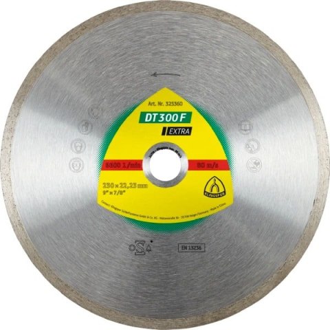 KLINGSPOR TARCZA DIAMENTOWA PEŁNA 230mm x1,9mm x 22,2mm DT300F, CERAMIKA KLINGSPOR TARCZA DIAMENTOWA PEŁNA 230mm x1,9mm x 22,2mm DT300F, CERAMIKA