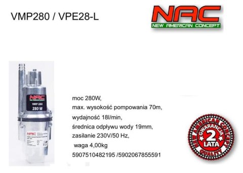 NAC POMPA MEMBRANOWA 280W VPE28-L NAC POMPA MEMBRANOWA 280W VPE28-L