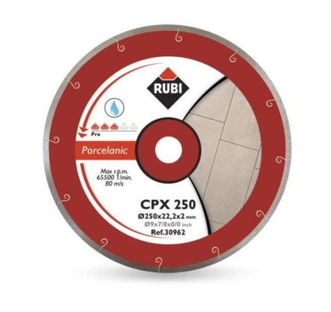 RUBI TARCZA DIAMENTOWA CPX 250 x 25,4mm PRO, DO GRESU PORCELANOWEGO RUBI TARCZA DIAMENTOWA CPX 250 x 25,4mm PRO, DO GRESU PORCELANOWEGO