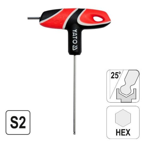 YATO KLUCZ TRZPIENIOWY IMBUS / HEX, Z RĘKOJEŚCIĄ 10,0mm KULA YATO KLUCZ TRZPIENIOWY IMBUS / HEX, Z RĘKOJEŚCIĄ 10,0mm KULA