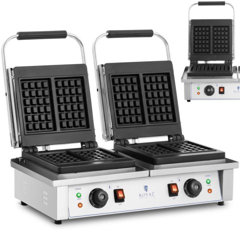 Gofrownica prostokątna podwójna na 4 gofry belgijskie 2 x 2000 W Gofrownica prostokątna podwójna na 4 gofry belgijskie 2 x 2000 W