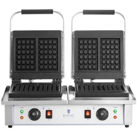 Gofrownica prostokątna podwójna na 4 gofry belgijskie 2 x 2000 W Gofrownica prostokątna podwójna na 4 gofry belgijskie 2 x 2000 W