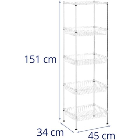 Regał druciany metalowy do magazynu garderoby 5 koszy 45 x 35 x 152 cm do 100 kg Regał druciany metalowy do magazynu garderoby 5 koszy 45 x 35 x 152 cm do 100 kg