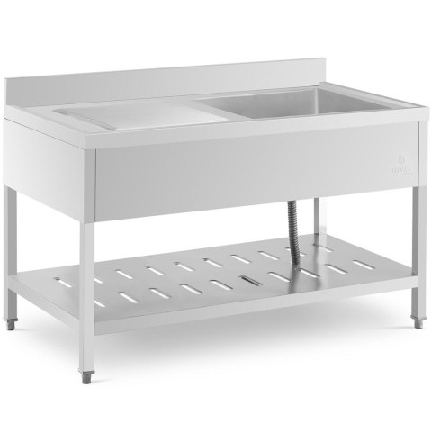Zlew basen gastronomiczny jednokomorowy z półką i rantem prawy 140 x 70 x 94,5 cm Zlew basen gastronomiczny jednokomorowy z półką i rantem prawy 140 x 70 x 94,5 cm