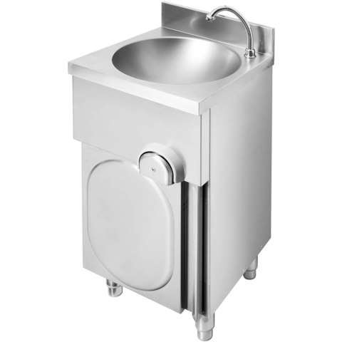Zlew umywalka bezdotykowa z kranem włącznikiem kolanowym wolnostojąca STAL śr. 340 x 125 mm Zlew umywalka bezdotykowa z kranem włącznikiem kolanowym wolnostojąca STAL śr. 340 x 125 mm