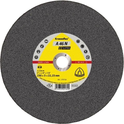 KLINGSPOR TARCZA DO CIĘCIA ALUMINIUM 230mm x 3,0mm x 22,2mm A46N Supra KLINGSPOR TARCZA DO CIĘCIA ALUMINIUM 230mm x 3,0mm x 22,2mm A46N Supra