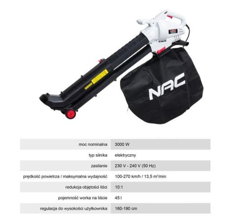 NAC ODKURZACZ LIŚCI 3000W VBE300-AS-G NAC ODKURZACZ LIŚCI 3000W VBE300-AS-G