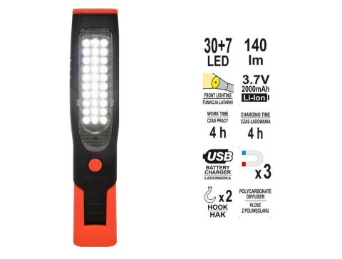 YATO LAMPA WARSZTATOWA 30+7 LED 08507 YATO LAMPA WARSZTATOWA 30+7 LED 08507