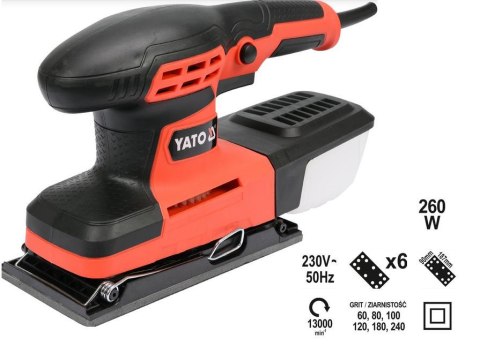 YATO SZLIFIERKA OSCYLACYJNA 260W 90x187mm 82230 YATO SZLIFIERKA OSCYLACYJNA 260W 90x187mm 82230