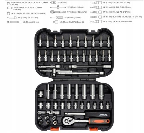 STHOR ZESTAW KLUCZY 1/4" 56el 58643 STHOR ZESTAW KLUCZY 1/4" 56el 58643