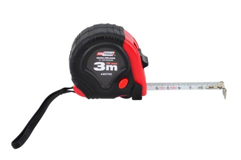 AWTOOLS MIARA ZWIJANA CZERWONO-CZARNA 10m x 25mm AWTOOLS MIARA ZWIJANA CZERWONO-CZARNA 10m x 25mm