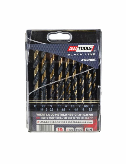 AWTOOLS WIERTŁO METAL HSS M2 KPL.19szt. /1,0-10,0mm/ PREMIUM AWTOOLS WIERTŁO METAL HSS M2 KPL.19szt. /1,0-10,0mm/ PREMIUM