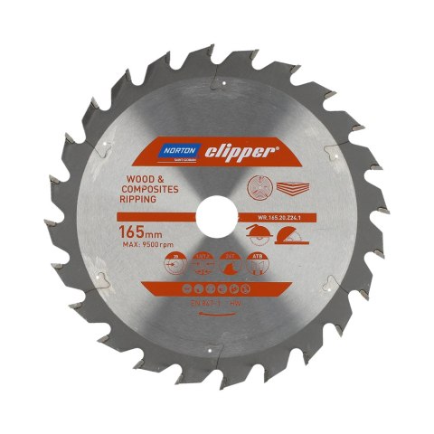 NORTON PIŁA TARCZOWA 165mm x 20mm x 24z DREWNO I KOMPOZYTY ATB (1,8 / 1,2) NORTON PIŁA TARCZOWA 165mm x 20mm x 24z DREWNO I KOMPOZYTY ATB (1,8 / 1,2)