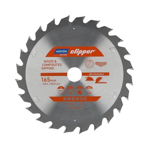 NORTON PIŁA TARCZOWA 165mm x 20mm x 24z DREWNO I KOMPOZYTY ATB (2,6 / 1,6) NORTON PIŁA TARCZOWA 165mm x 20mm x 24z DREWNO I KOMPOZYTY ATB (2,6 / 1,6)