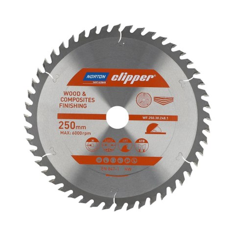 NORTON PIŁA TARCZOWA 250mm x 30mm x 48z DREWNO I KOMPOZYTY ATB (3,2 / 2,2) NORTON PIŁA TARCZOWA 250mm x 30mm x 48z DREWNO I KOMPOZYTY ATB (3,2 / 2,2)