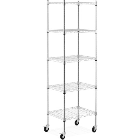 Regał magazynowy druciany ażurowy na kółkach 5 półek do 50 kg 60x45x186 cm Regał magazynowy druciany ażurowy na kółkach 5 półek do 50 kg 60x45x186 cm