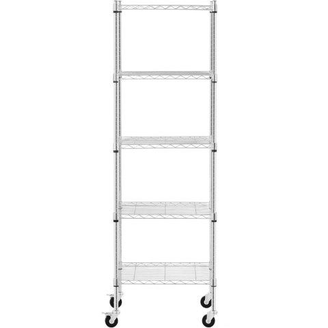 Regał magazynowy druciany ażurowy na kółkach 5 półek do 50 kg 60x45x186 cm Regał magazynowy druciany ażurowy na kółkach 5 półek do 50 kg 60x45x186 cm