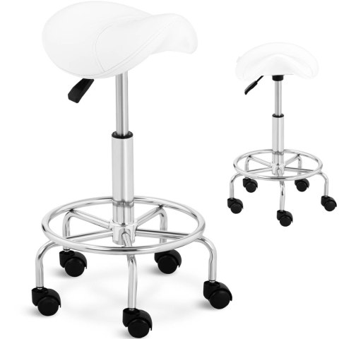 Taboret stołek hoker kosmetyczny siodłowy na kółkach Frankfurt do 150 kg biały Taboret stołek hoker kosmetyczny siodłowy na kółkach Frankfurt do 150 kg biały