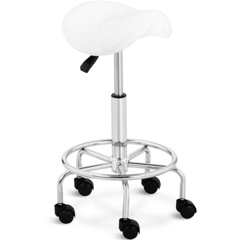 Taboret stołek hoker kosmetyczny siodłowy na kółkach Frankfurt do 150 kg biały Taboret stołek hoker kosmetyczny siodłowy na kółkach Frankfurt do 150 kg biały